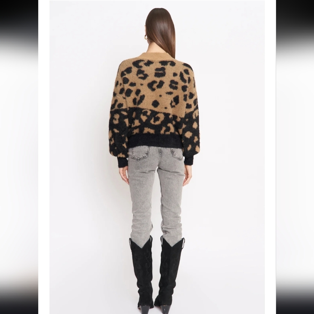4SI3NNA Leopard Print Sweater - Black and Tan - Picture 2 of 10